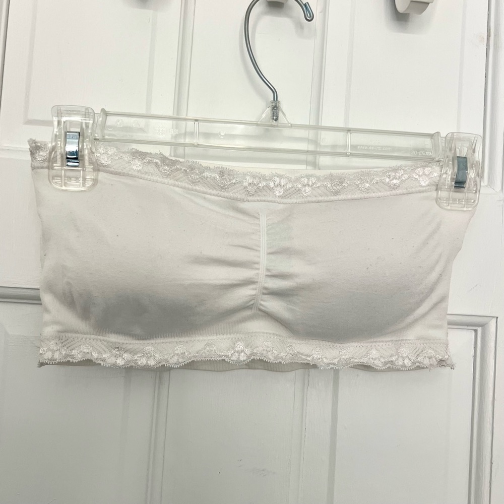 Seamless bandeau strapless bra unwired removable pads lace bralette crop top